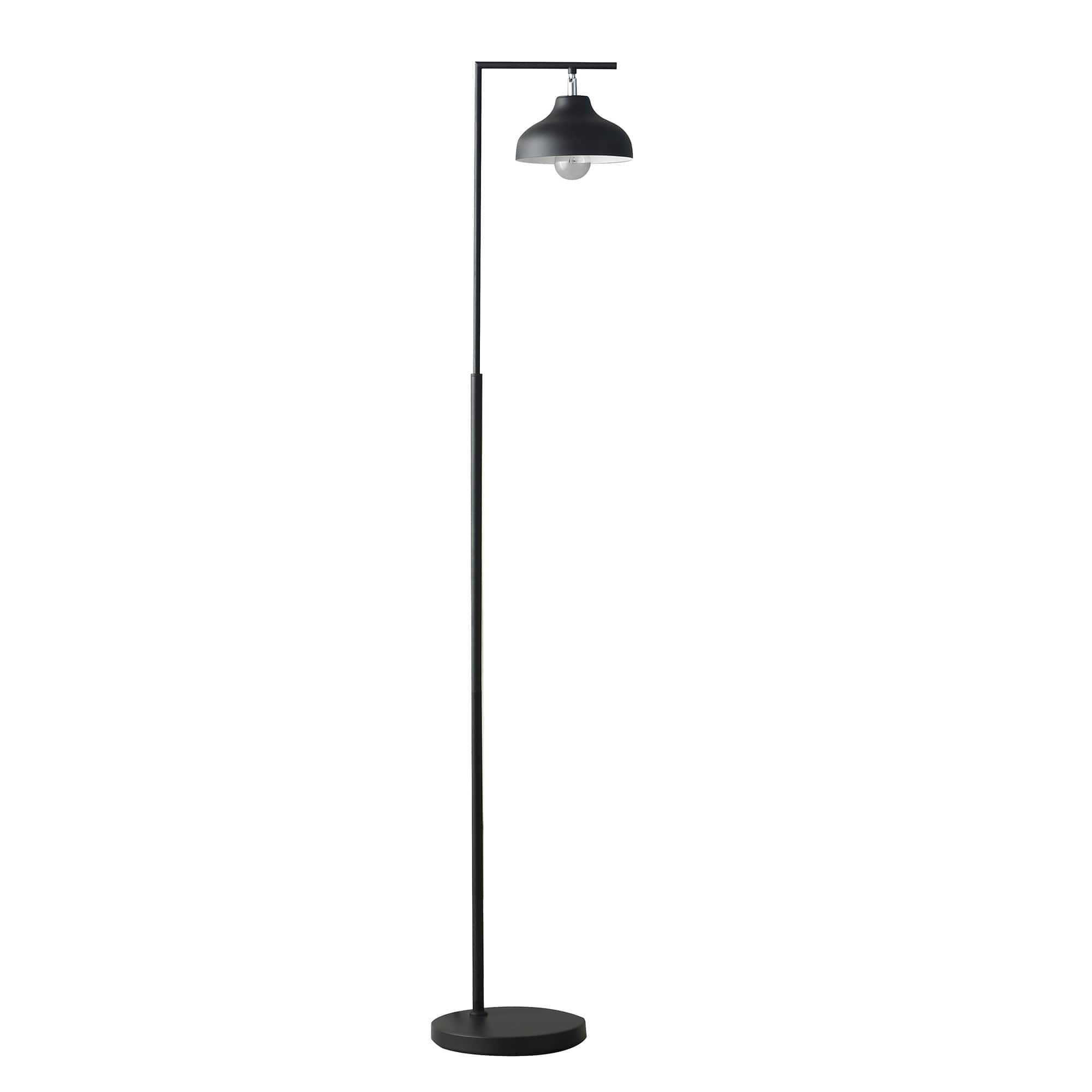 HomeRoots 63" Black Modern Farmhouse Floor Lamp with Black Shade 10 Bed Bath & Beyond 37551038